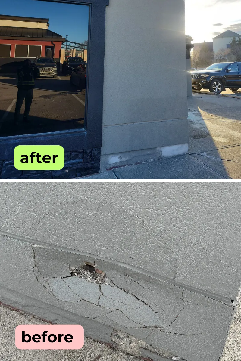 Stucco restoration post vehicle impact